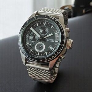 Fossil Men's CH2602 Decker Chronograph Mesh Stainless Steel Black Dial Watch